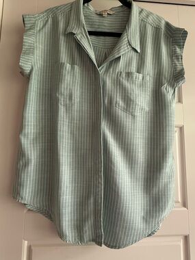 Jachs Girlfriend Mint Green and White Striped Shirt